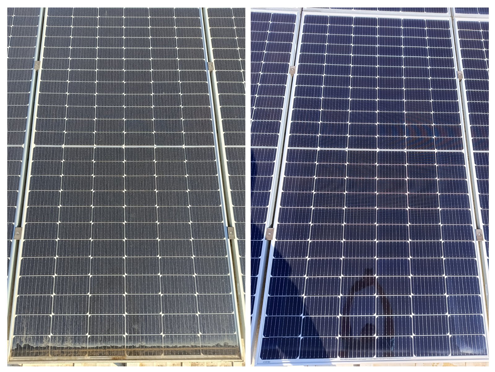 Comparativa abans i després de neteja de panells solars